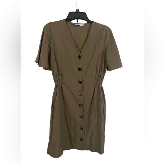 Olive Button-Down Dress S/M - Picture 1 of 6